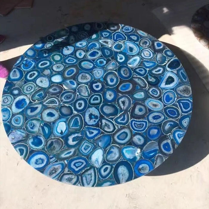 Table Top Furniture Dining Table Blue Agate Marble Tops agate gemstone wholesale